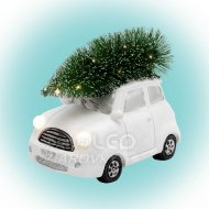 Keramická figúrka, biele autíčko so stromčeko...