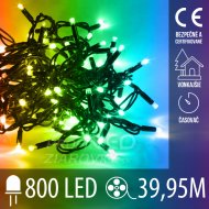 Vianočná led svetelná reťaz vonkajšia s časovačom - 800led - 39,95m multicolour
