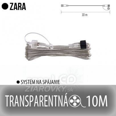 Zara predlžovací kábel pre spojovateľné reťaze - 10m - transparentný