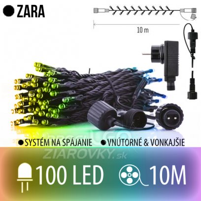 Zara spojovateľná led štartovacia súprava - svetelná reťaz + adapter - vonkajšia - 100led - 10m multicolour