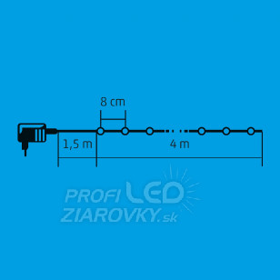 Vianočná led svetelná reťaz vnútorná - 50led - 4m modrá