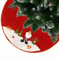 Koberček pod Vianočný stromček - 89cm - červený s Mikulášom