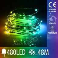 Vianočná led svetelná mikro reťaz vonkajšia + programator - 480ed - 48m multicolour