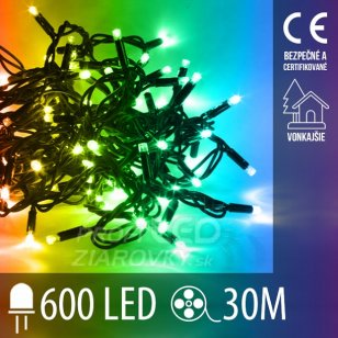 Vianočná led svetelná reťaz vonkajšia - 600led - 30m multicolour