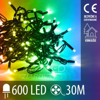 Vianočná led svetelná reťaz vonkajšia - 600led - 30m multicolour