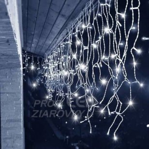 Vianočná led svetelná záclona na spájanie vonkajšia flash - 300led - 12m - studená biela / studená biela