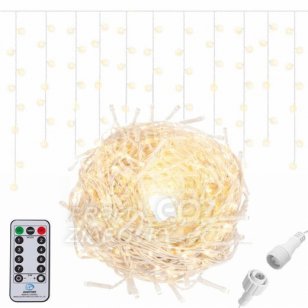 Vianočná led svetelná záclona vonkajšia - programy - časovač + diaľkový ovládač- 1000led - 40m teplá biela