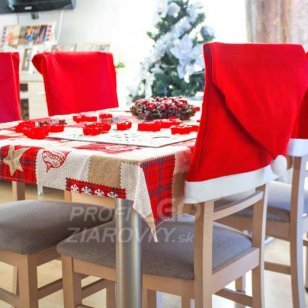 Vianočný návlek na stoličku - mikulášska čiapka - červená