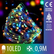 Vianočná led svetelná mikro reťaz na batérie - 10led - 0,9m multicolour