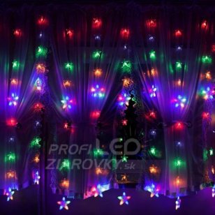Vianočná led svetelná záclona na spájanie vonkajšia - hviezdy - programy - časovač + diaľkový ovládač - 136led - 2m multicolour