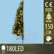 Umelý 1/2 vianočný stromček s integrovaným led osvetlením - 3d+2d ihličie - 180led - 150cm - teplá biela