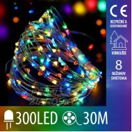 Vianočná led svetelná mikro reťaz vonkajšia + programator - 300led - 30m multicolour