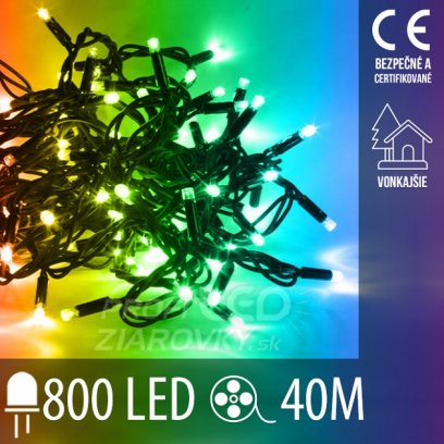 Vianočná led svetelná reťaz vonkajšia - 800led - 40m multicolour