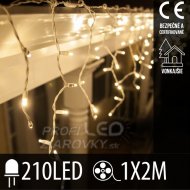 Vianočná led svetelná záclona vonkajšia - 210led - 1x2m teplá biela