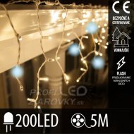Vianočná led svetelná záclona vonkajšia flash - 200led - 5m teplá biela / studená biela