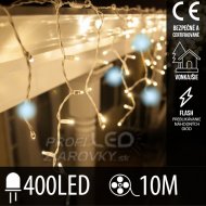 Vianočná led svetelná záclona vonkajšia flash - 400led - 10m teplá biela / studená biela