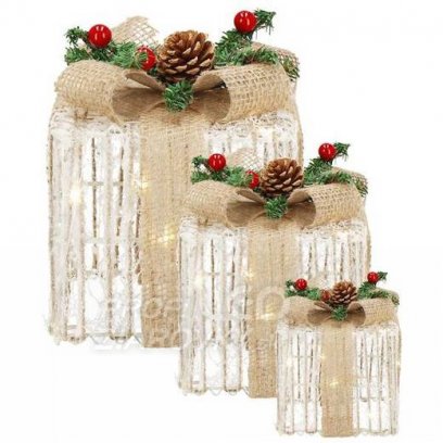Vianočná dekorácia Led darčeky - 3ks - teplá biela