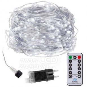 Vianočná led svetelná mikro reťaz vonkajšia + programator + diaľkové ovládanie - 480ed - 48m studená biela