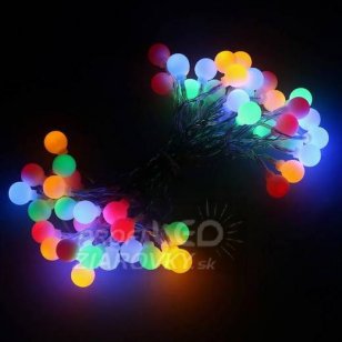 Vianočná led svetelná reťaz na batérie - guľky - programy - 50led - 7,5m Multicolour