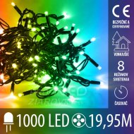 Vianočná led svetelná reťaz vonkajšia s časovačom + programy - 1000led - 49,95m multicolour