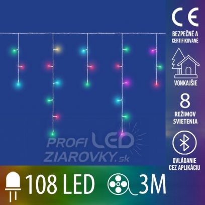 Vianočná led svetelná reťaz vonkajšia - SMART - programátor - 108led - 3m - RGB