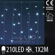 Vianočná led svetelná záclona vonkajšia - 210led - 1x2m studená biela