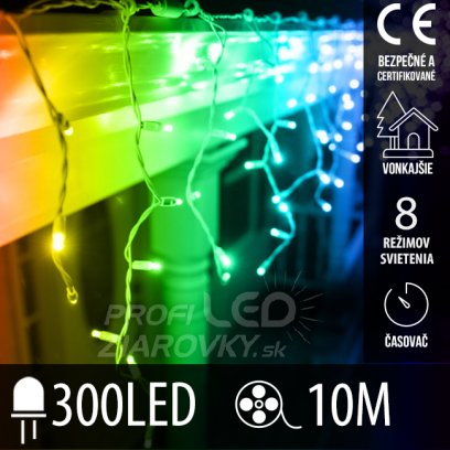 Vianočná led svetelná záclona vonkajšia - programy - časovač - 300led - 10m multicolour