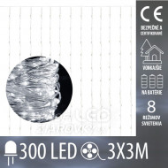 Vianočná led svetelná záclona na batérie vonk...