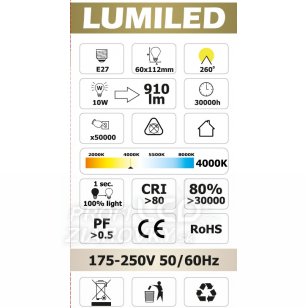 Led žiarovka smd 2835 10w neutrálna biela, e27