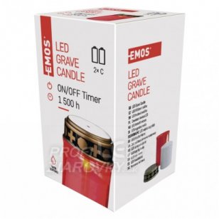 Led náhrobná sviečka, 2× c, červená, časovač