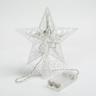 Vianočná LED hviezda na špic stromu - 10 LED - 15 cm - RGB - 2 x AA