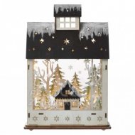 LED vianočný domček drevený, 30 cm, ...