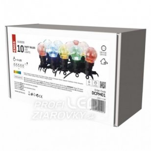LED svetelná reťaz – 10x párty žiarovky, 5 m, vonkajšia aj vnútorná, multicolor