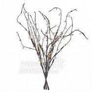 LED vetvička s perlami, 60 cm, 3x AA, vnútorná, teplá biela, časovač
