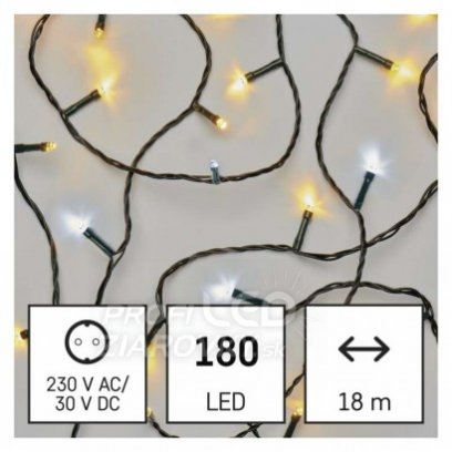 LED vianočná reťaz blikajúca, 18 m, vonkajšia aj vnútorná, teplá/studená biela, časovač