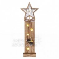 LED dekorácia drevená – hviezdy, 48 cm, 2x AA, vnútorná, teplá biela, časovač