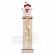 LED dekorácia drevená – snehuliak, 46 cm, 2x AA, vnútorná, teplá biela, časovač