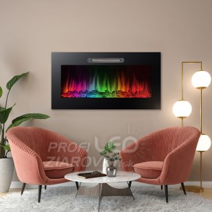 Elektrický zabudovateľný krb - ohrievač + RGB LED - 91 x 15 x 48 cm