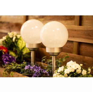 Solárna LED záhradná lampa WHITE BALL - 15cm - 3500K teplá biela + RGB - Polux
