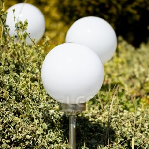 Solárna LED záhradná lampa WHITE BALL - 20cm - teplá biela + RGB - Polux