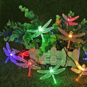 Záhradná solárna dekoračná reťaz - vážky - 20ks - multicolour - Polux