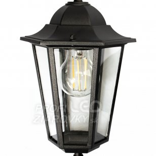 Vonkajšie záhradné nástenné svietidlo E27 v tvare lampáša - čierne