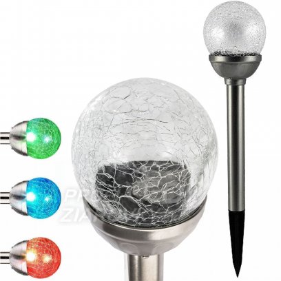 Solárne LED záhradné svietidlo zapichovacie GLASS Inox - 8 cm - Polux
