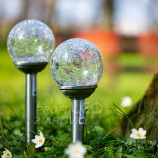 Solárne LED záhradné svietidlo zapichovacie GLASS Inox - 8 cm - Polux