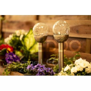 Solárne LED záhradné svietidlo zapichovacie GLASS Inox - 8 cm - Polux