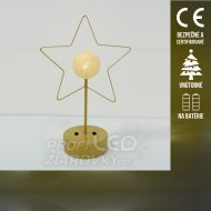 Vianočná led svetelná ozdoba vnútorná - na batérie - hviezda s guľou - teplá biela Vianočná led svetelná ozdoba vnútorná - na batérie - hviezda s guľou - teplá biela