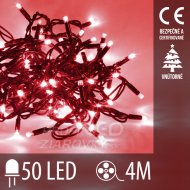 Vianočná led svetelná reťaz vnútorná - 50led - 4m červená