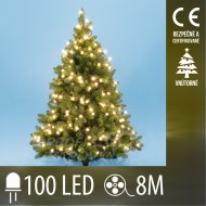 Vianočná led svetelná reťaz vnútorná - guľky 1,5 cm - 100led - 8m teplá biela