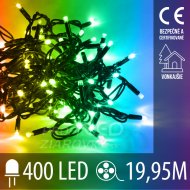 Vianočná led svetelná reťaz vonkajšia - 400led - 19,95m multicolour