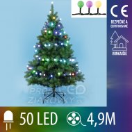 Vianočná led svetelná reťaz vonkajšia - guľky 2,2 cm - 50led - 4,9m multicolour